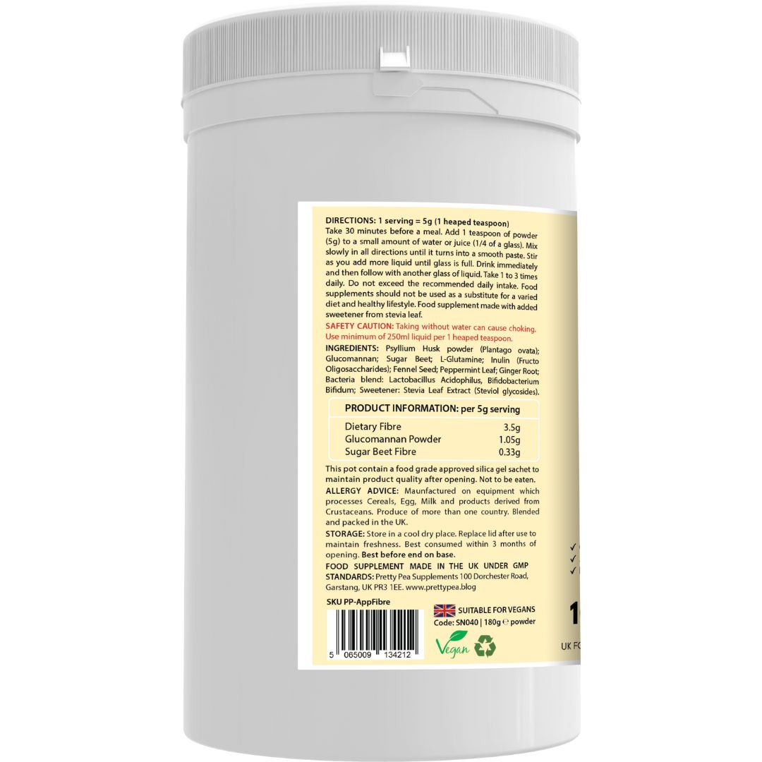 - Pretty Pea appetite suppressants, glucomannan, synbiotic supplements