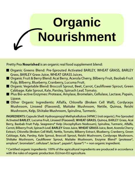 - Pretty Pea superfood supplement, superfood capsules