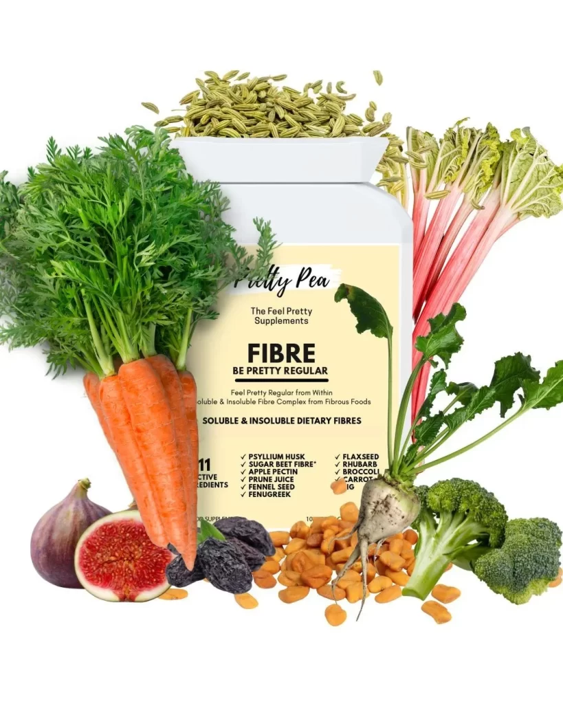- Pretty Pea fibre pills, insoluble vs soluble fibre, dietary fiber vs soluble