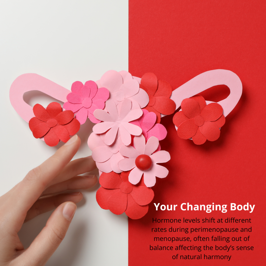 - Pretty Pea image of hormonal changes as first symptoms of perimenopause, earliest symptoms of menopause, earliest signs of menopause